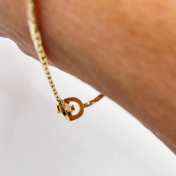 Christian Dior Signed Gold Plate Single Rhinestone Bracelet 7" - Picture 9 of 11